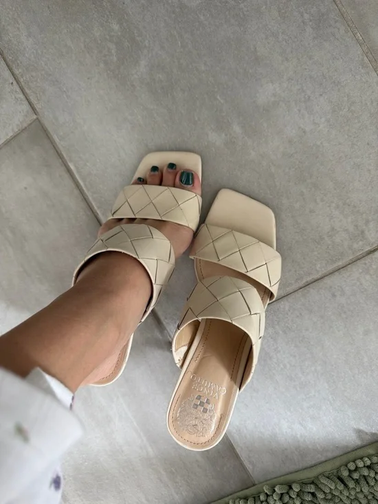 Vince Camuto Off-White Braided Two-Band Slide Mules - Picture 5 of 5